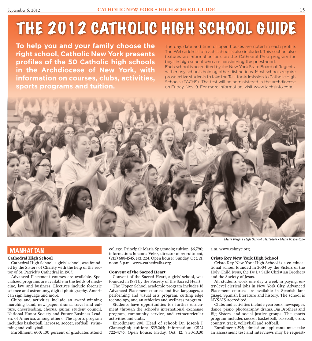 The 2012 Catholic High School Guide