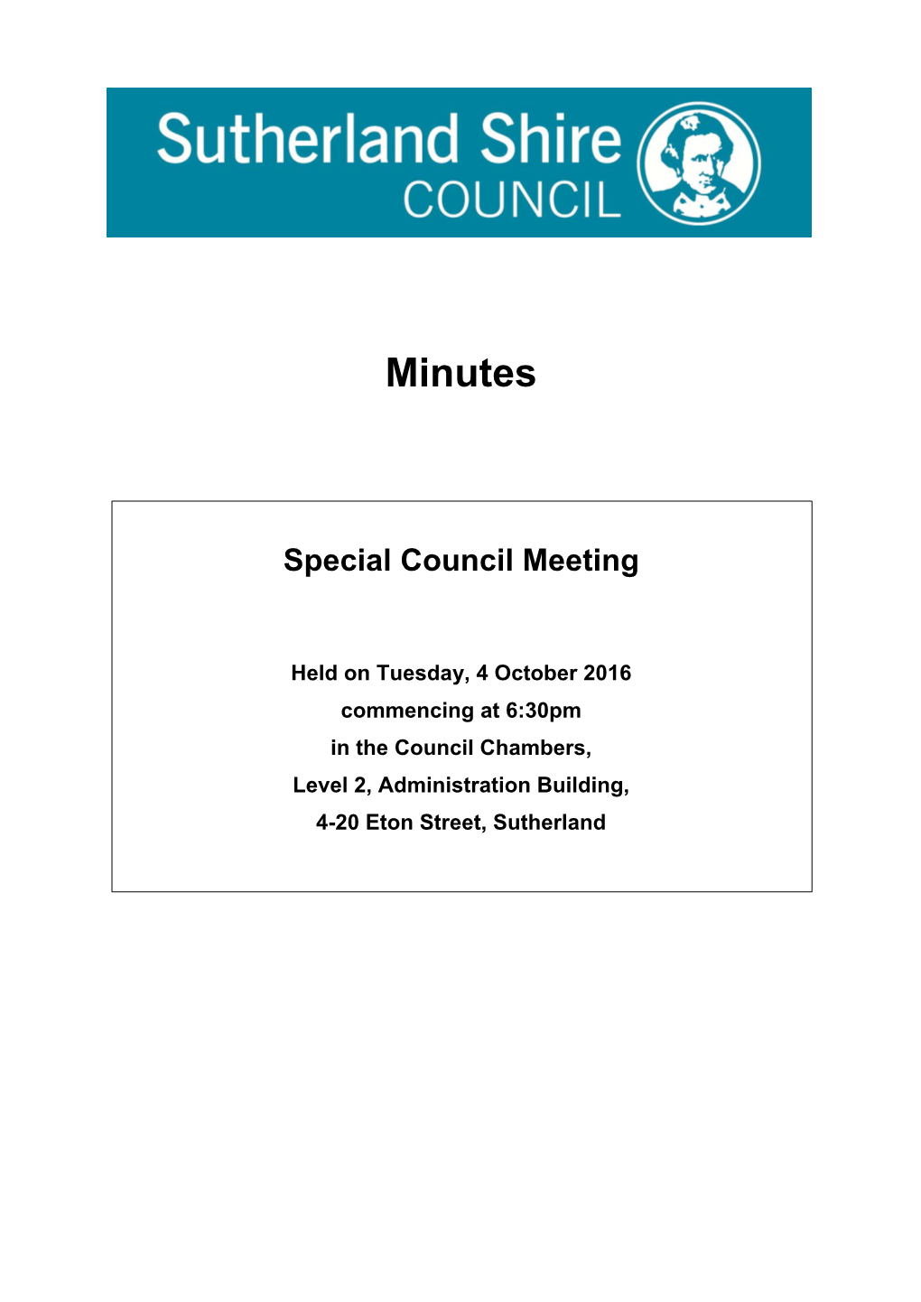Minutes Special Council Meeting