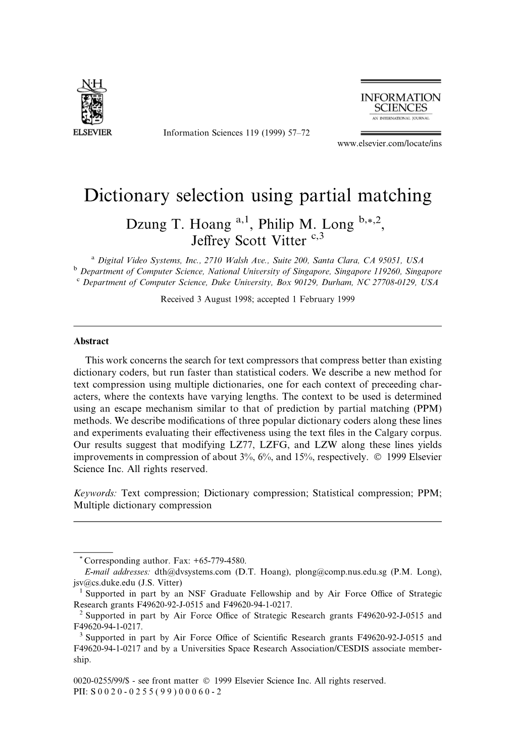 Dictionary Selection Using Partial Matching