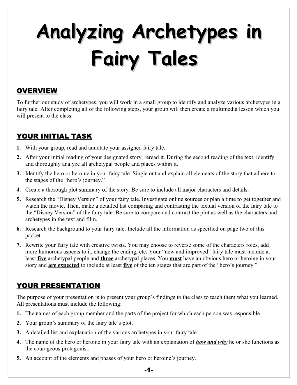 Analyzing Archetypes In Fairy Tales