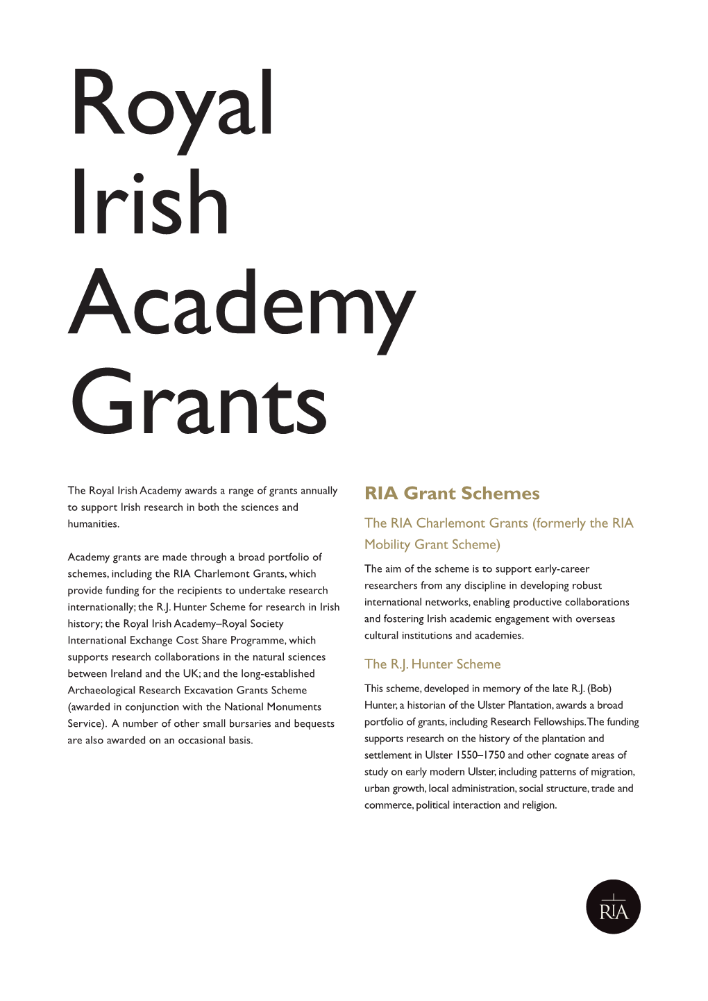 Royal Irish Academy Grants