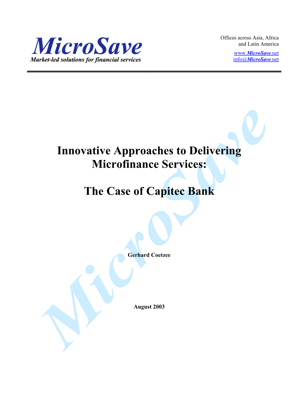 The Case of Capitec Bank