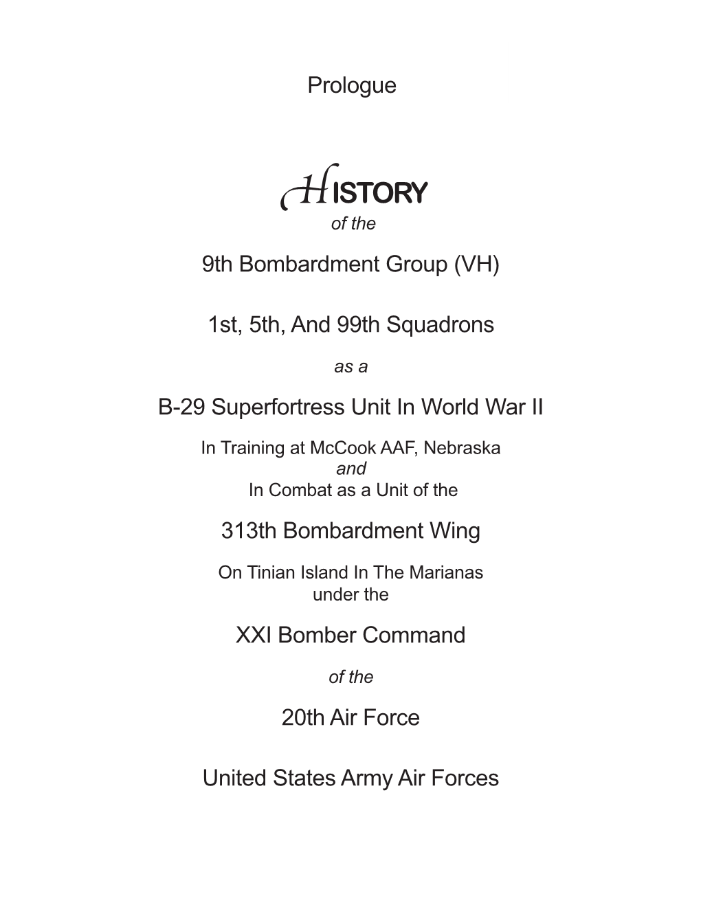 HISTORY of the 9Th Bombardment Group (VH)