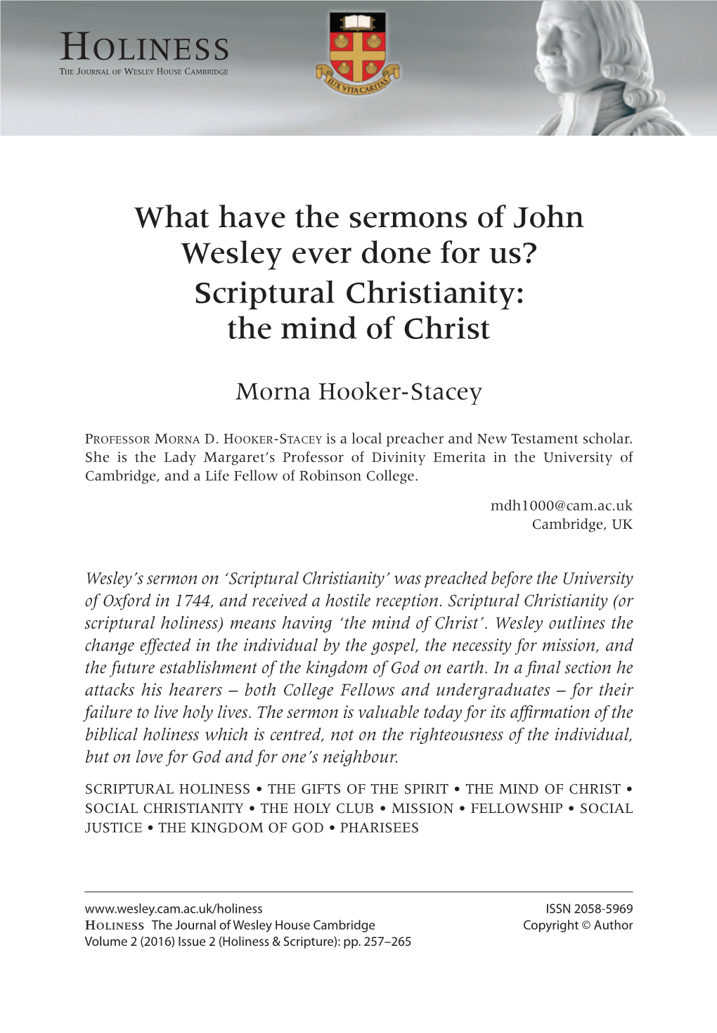 Scriptural Christianity: the Mind of Christ