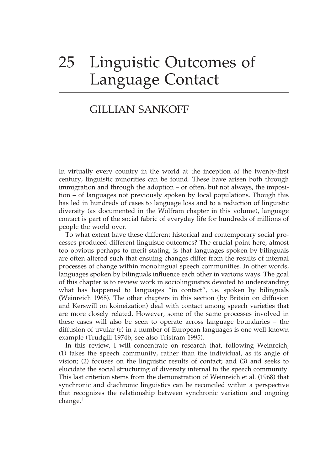 25 Linguistic Outcomes of Language Contact