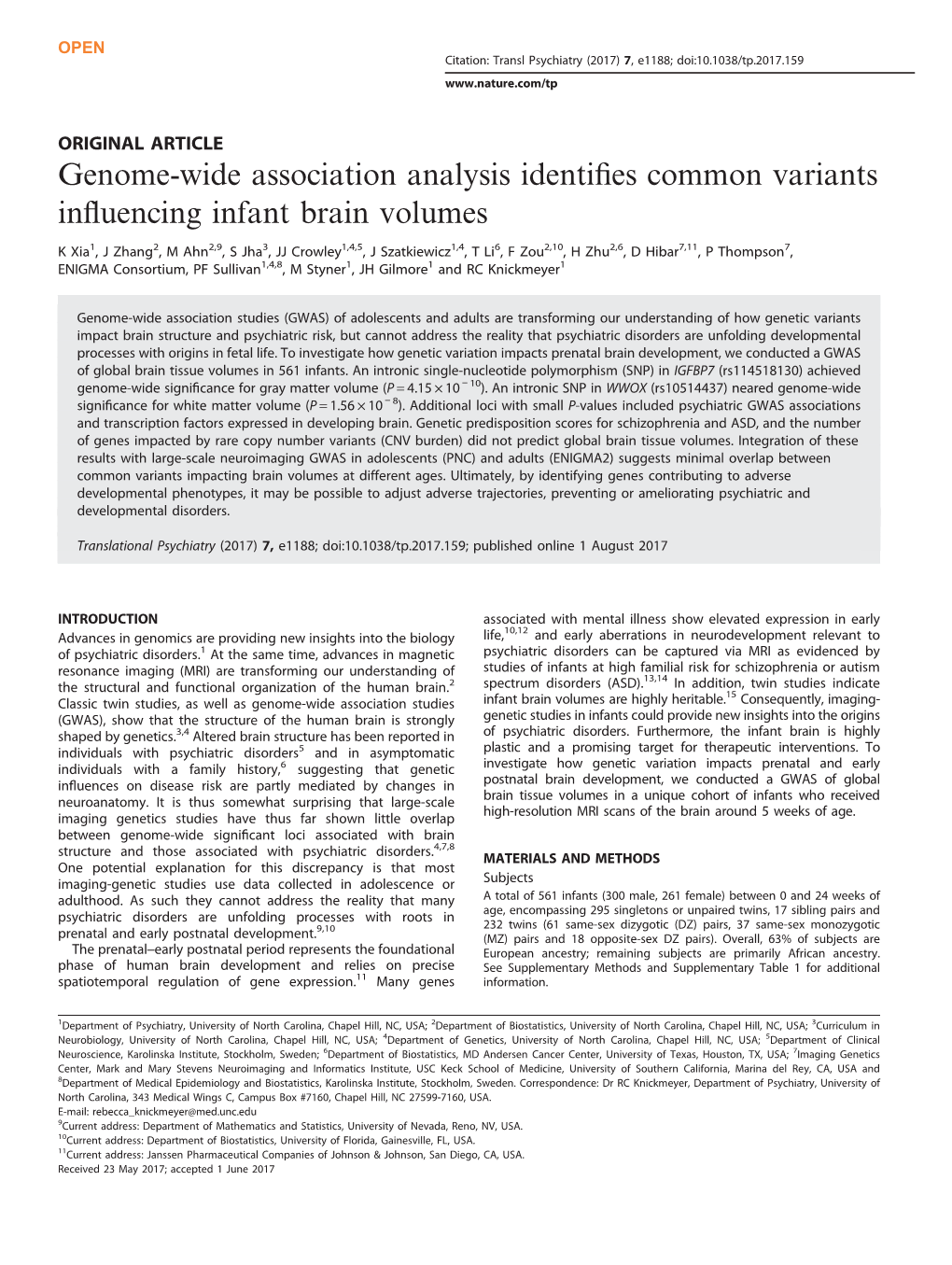 Genome-Wide Association Analysis Identifies Common Variants