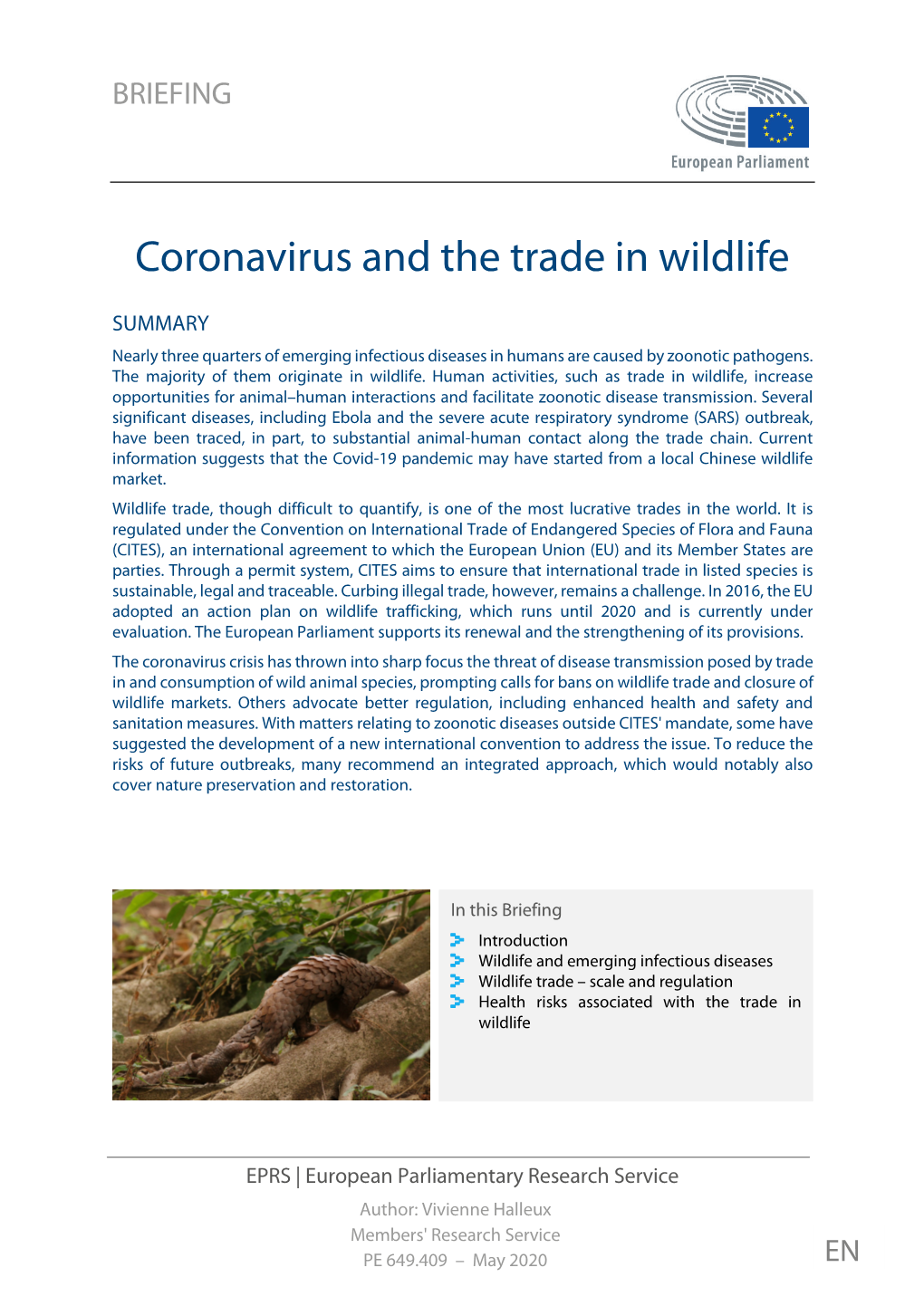 Coronavirus and the Trade in Wildlife