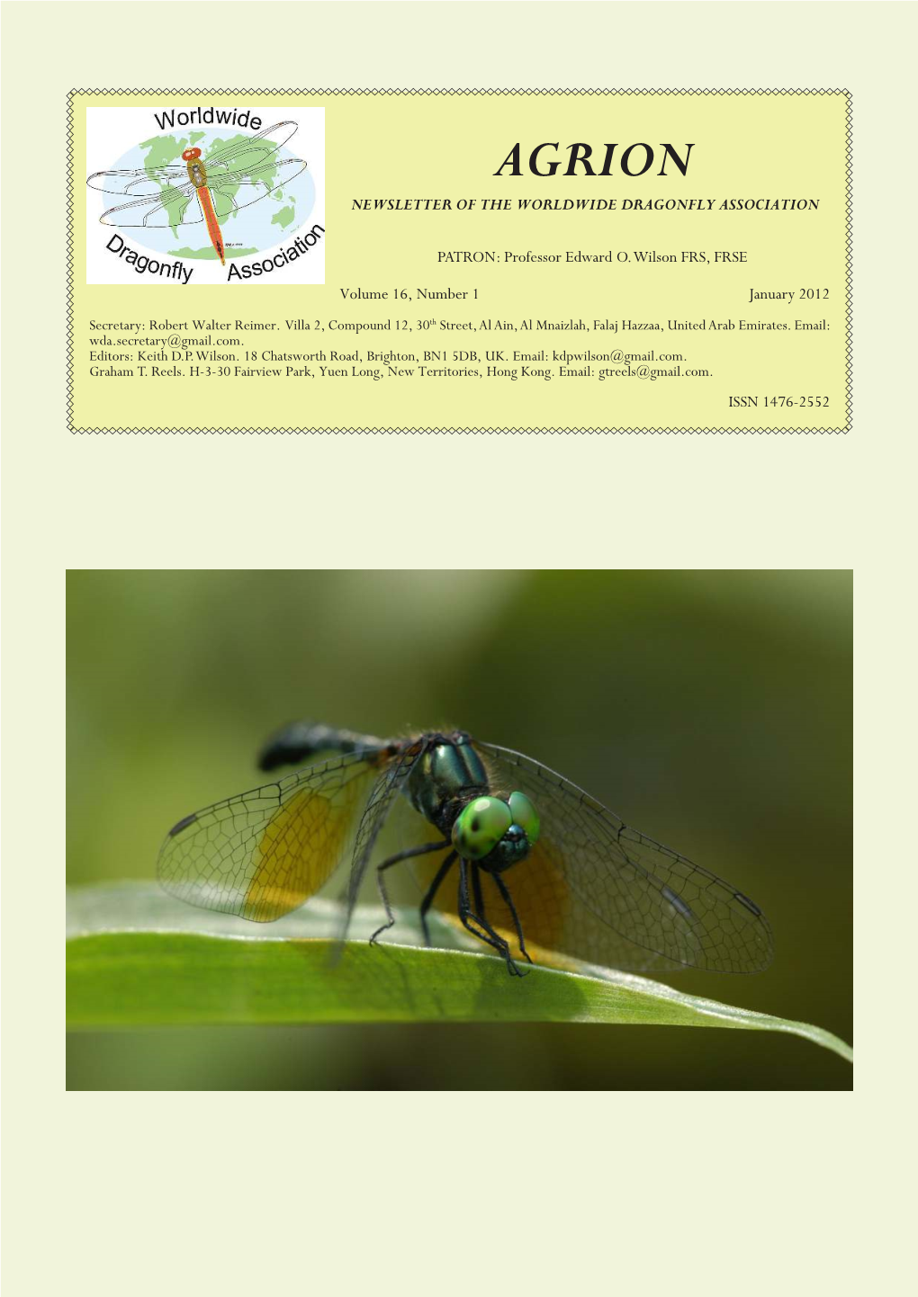 Agrion Newsletter of the Worldwide Dragonfly Association