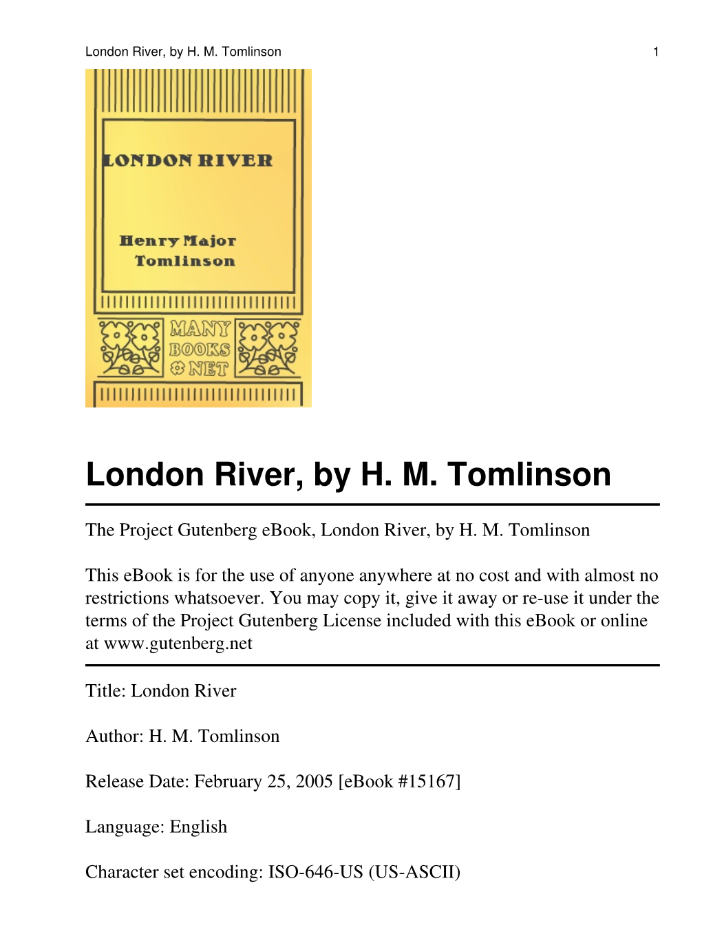 London River, by HM Tomlinson