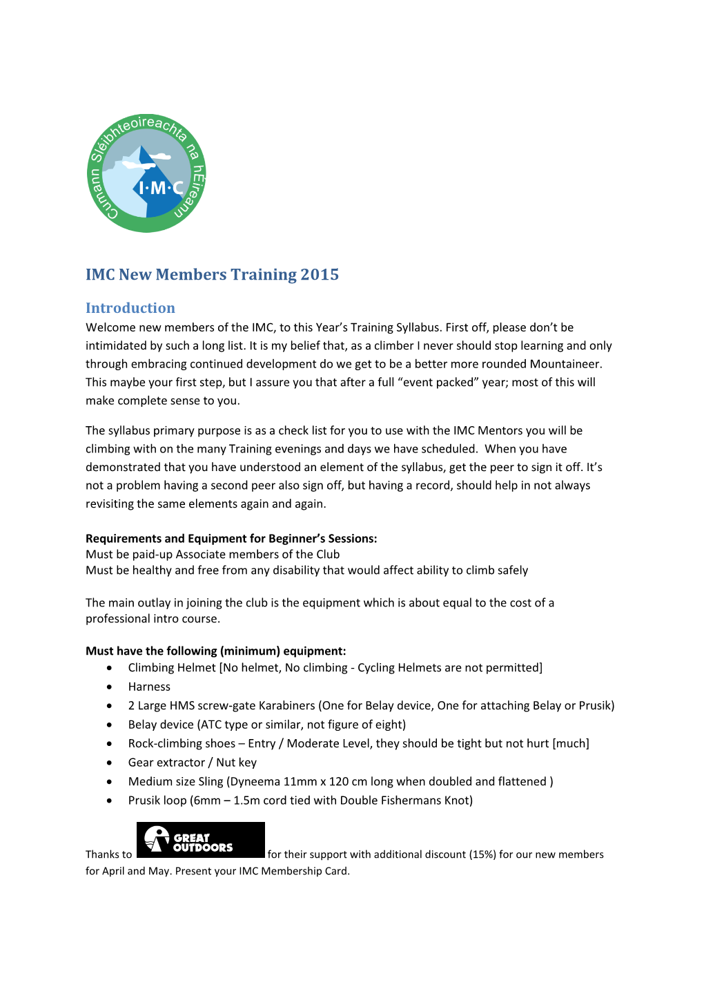 IMC New Members Training 2015