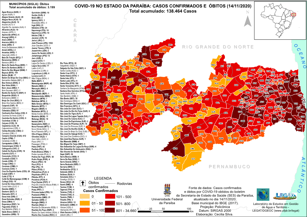 Casos Confirmados E Óbitos Por COVID-19 No Estado Da Paraíba