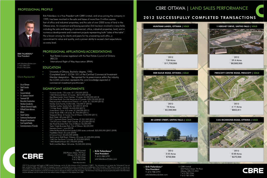 Cbre Ottawa | Land Sales Performance