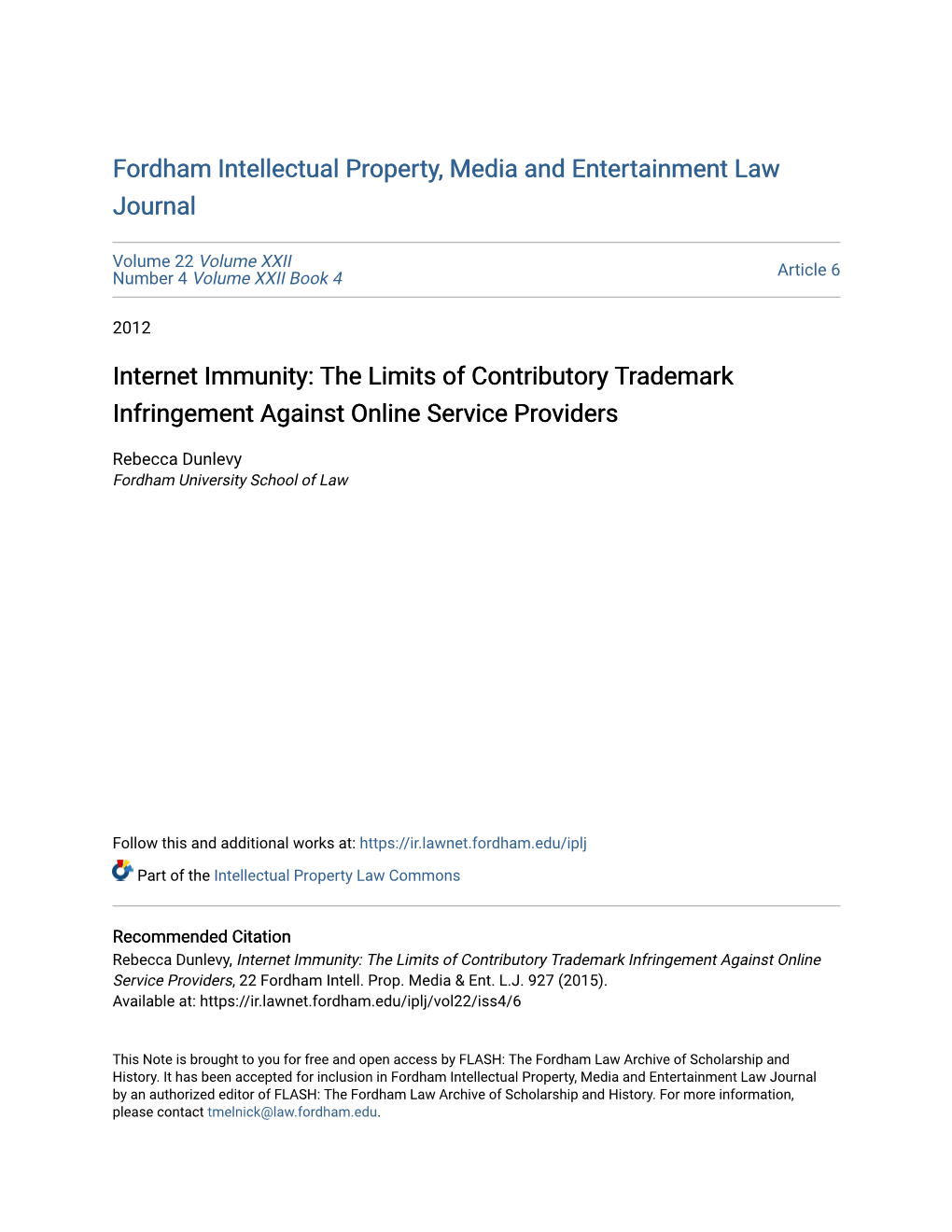 The Limits of Contributory Trademark Infringement Against Online Service Providers