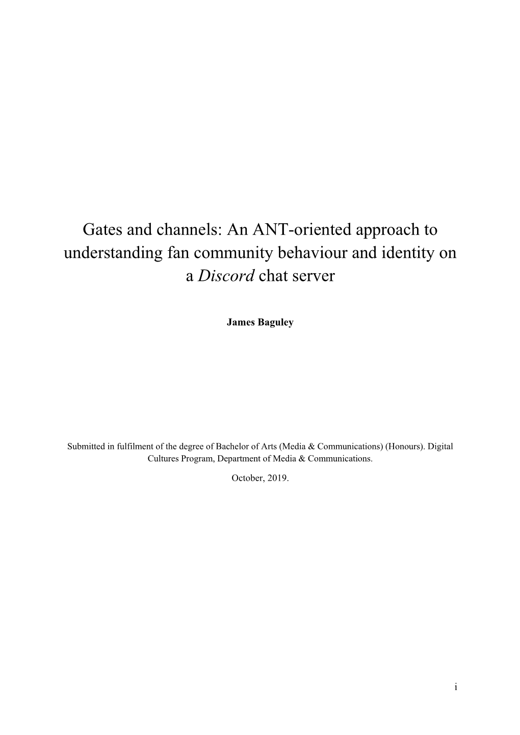 Gates and Channels: an ANT-Oriented Approach to Understanding Fan Community Behaviour and Identity on a Discord Chat Server