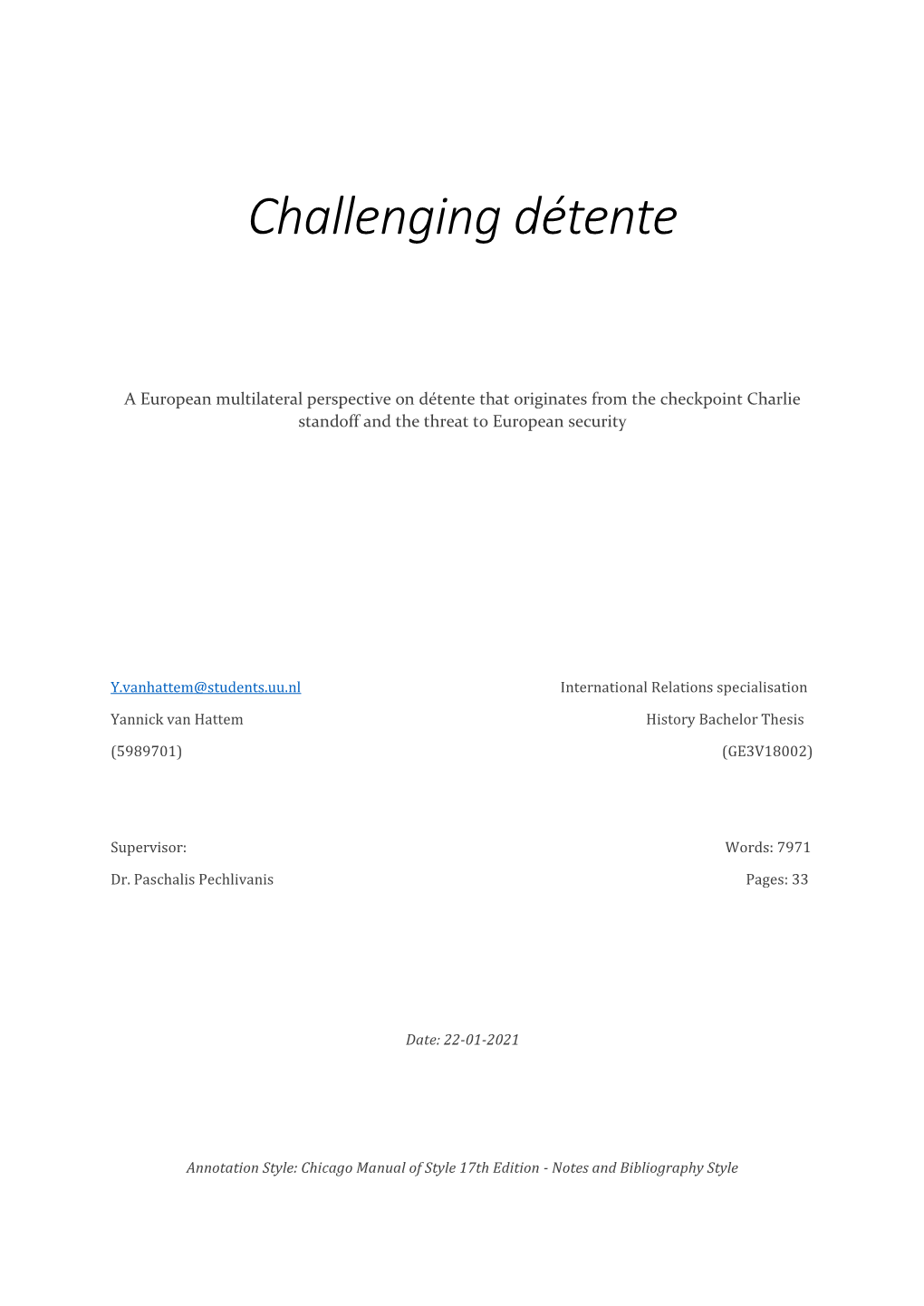 Challenging Détente