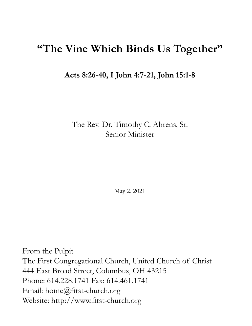“The Vine Which Binds Us Together”