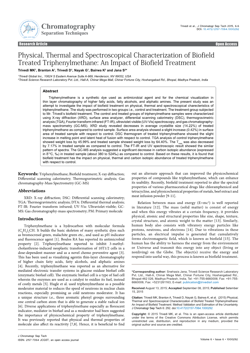 Physical, Thermal and Spectroscopical Characterization Of