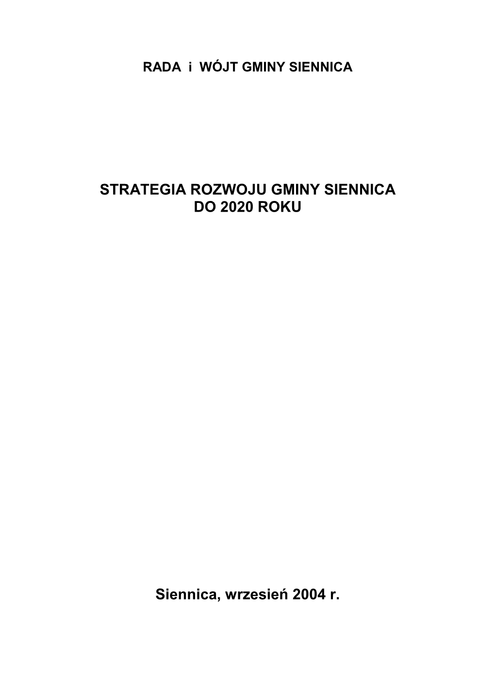 Strategia Rozwoju Gminy Siennica Do 2020 Roku