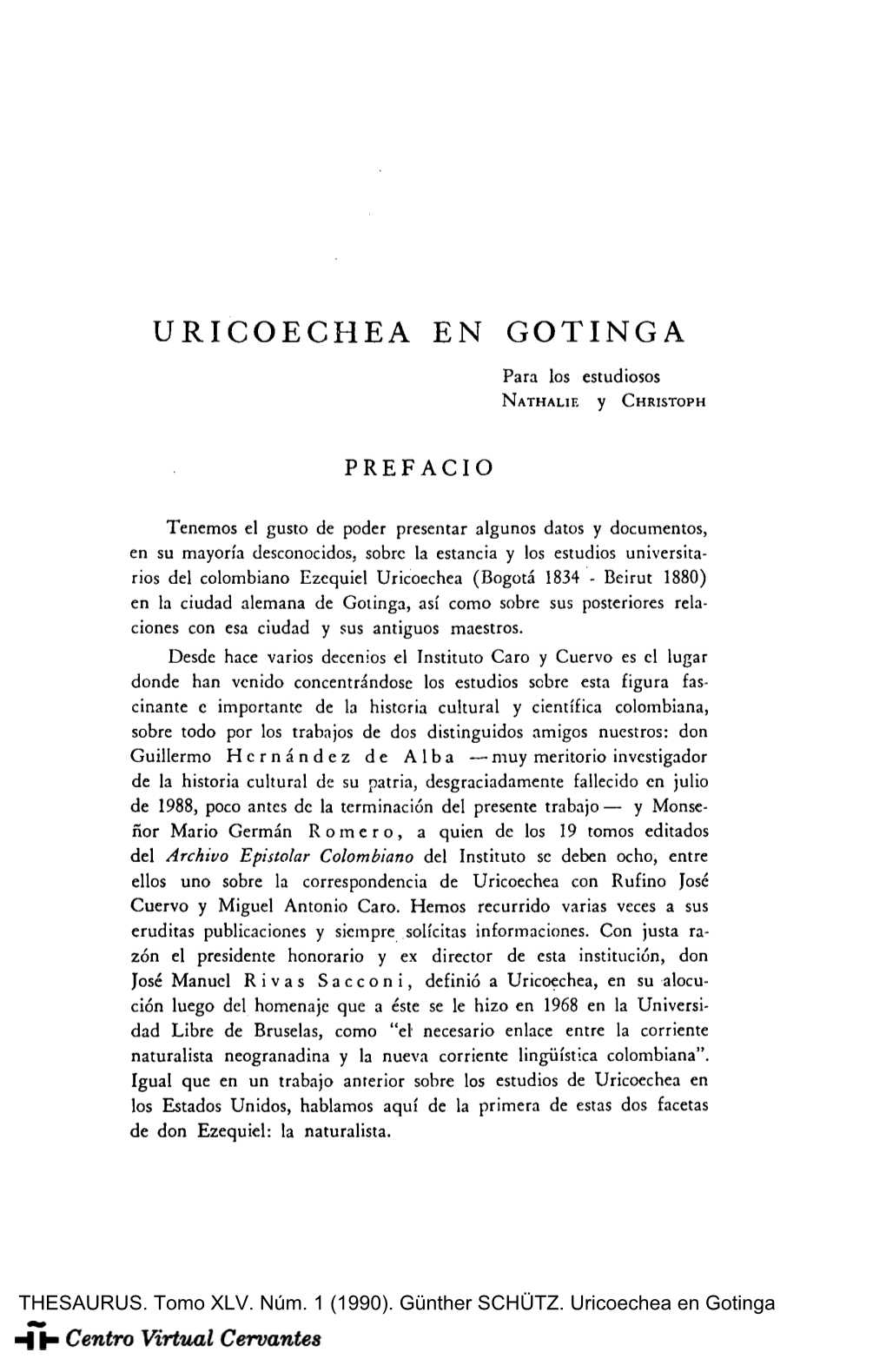 Uricoechea En Gotinga