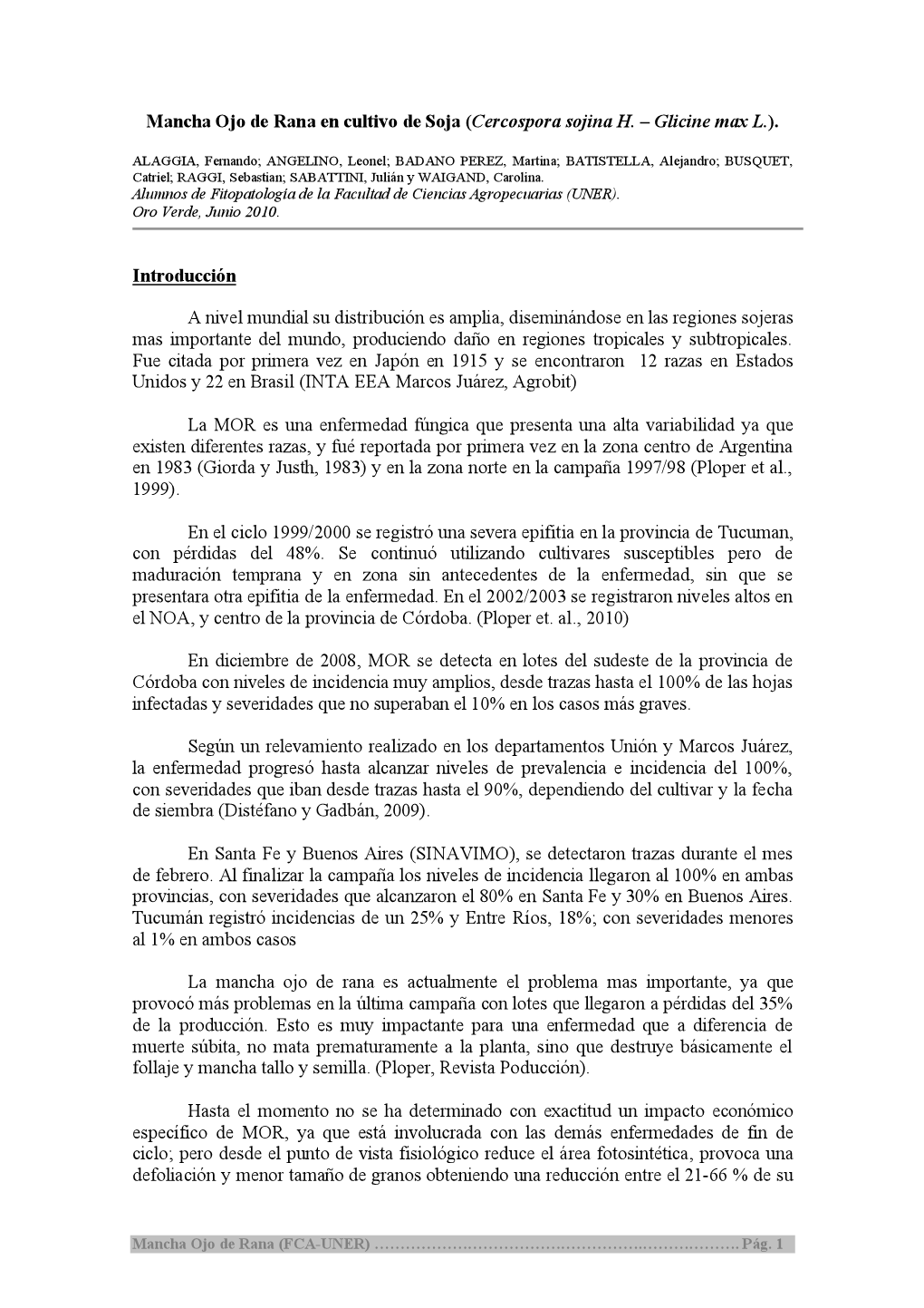 Mancha Ojo De Rana En Cultivo De Soja (Cercospora Sojina H. – Glicine Max L.)