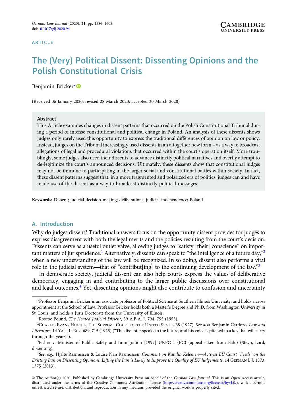 Dissenting Opinions and the Polish Constitutional Crisis