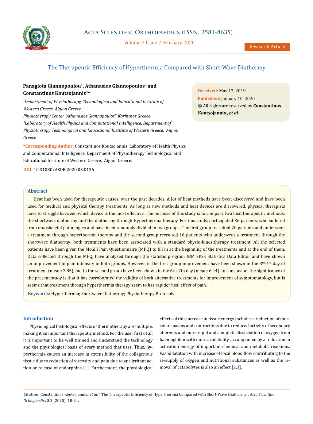 The Therapeutic Efficiency of Hyperthermia Compared with Short