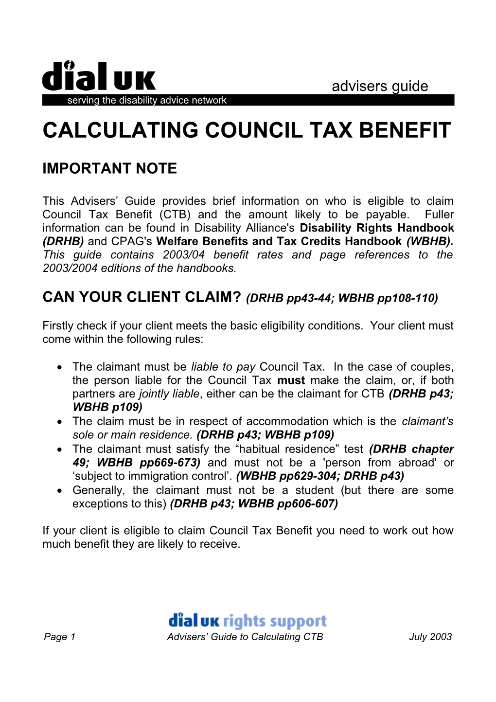 Calculating Council Tax Benefit