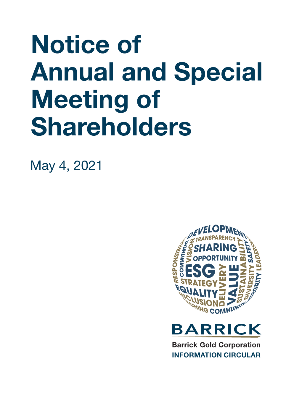 2021 Information Circular for Barrick