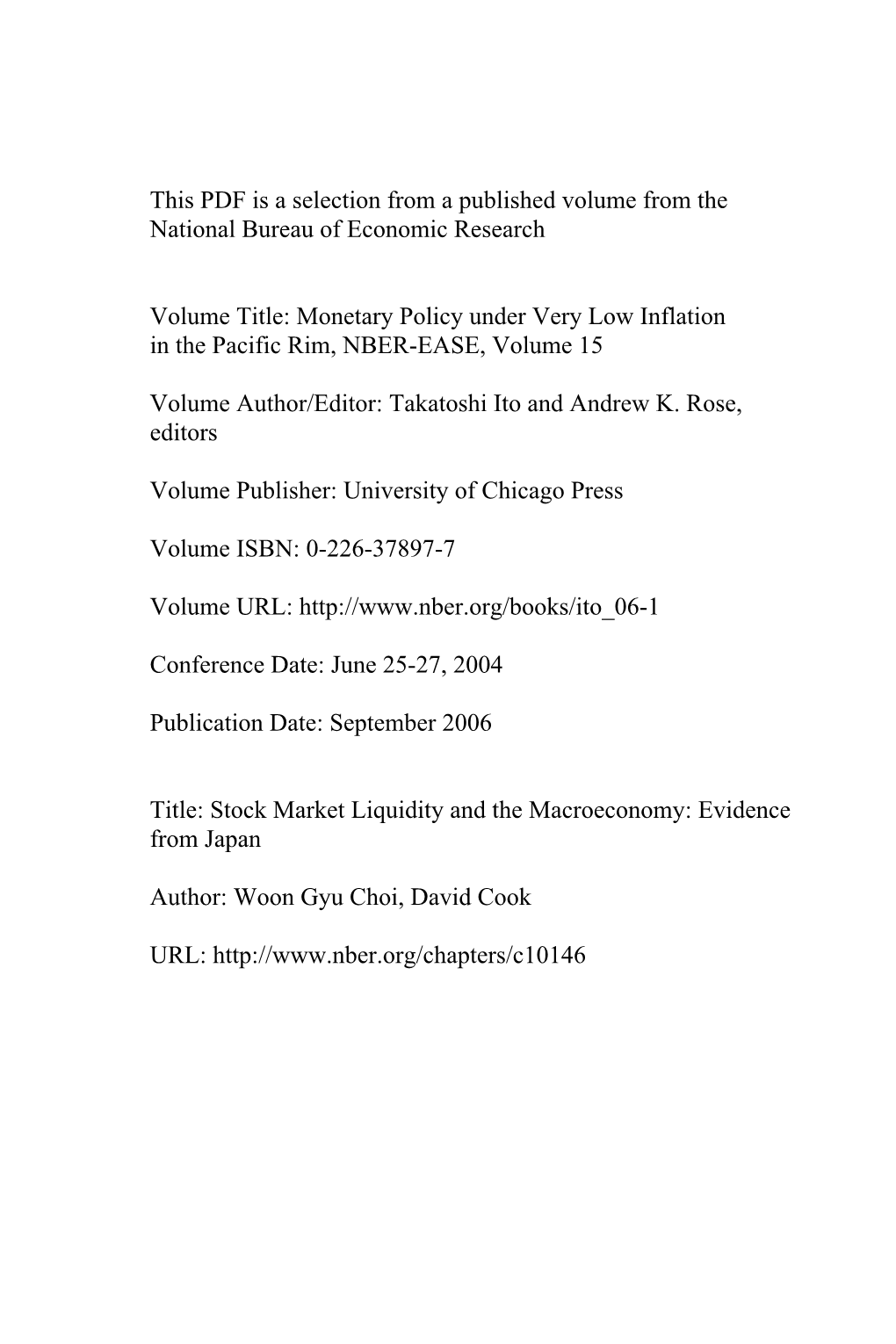 Stock Market Liquidity and the Macroeconomy: Evidence from Japan