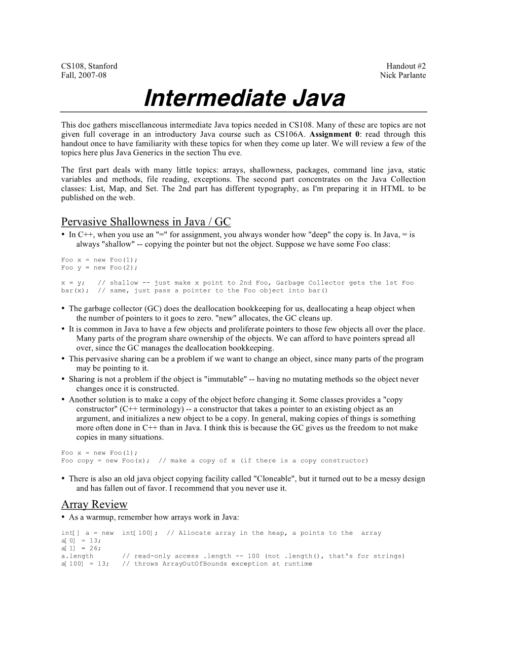 Intermediate Java