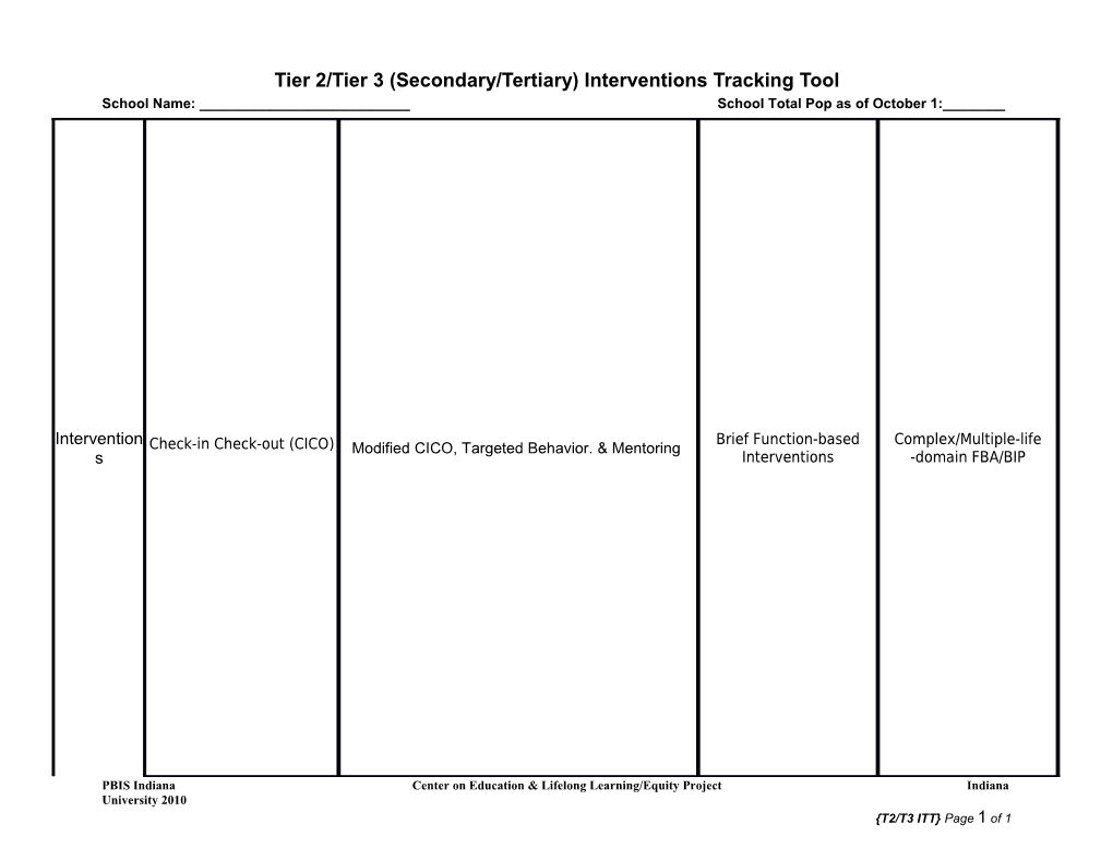 Tier 2/Tier 3 (Secondary/Tertiary) Interventions Tracking Tool