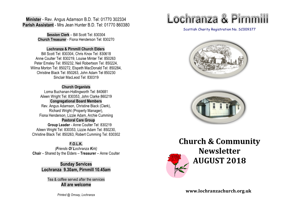 Church & Community Newsletter AUGUST 2018