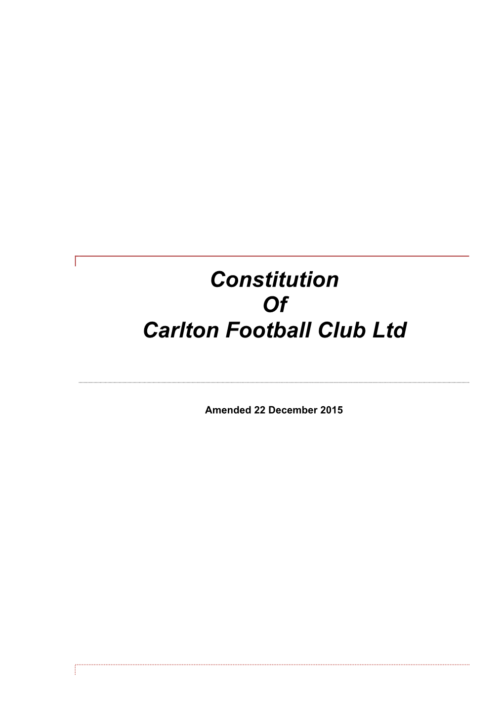 Constitution of Carlton Football Club Ltd