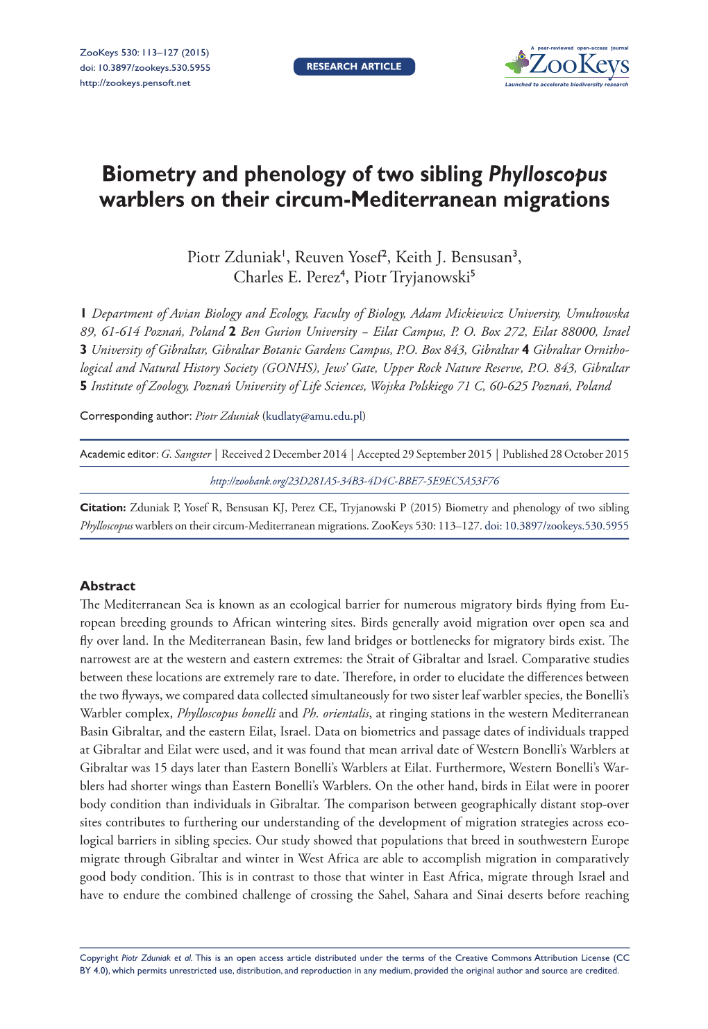 ﻿Biometry and Phenology of Two Sibling