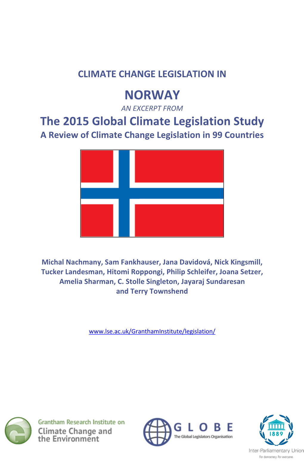 NORWAY an EXCERPT from the 2015 Global Climate Legislation Study a Review of Climate Change Legislation in 99 Countries