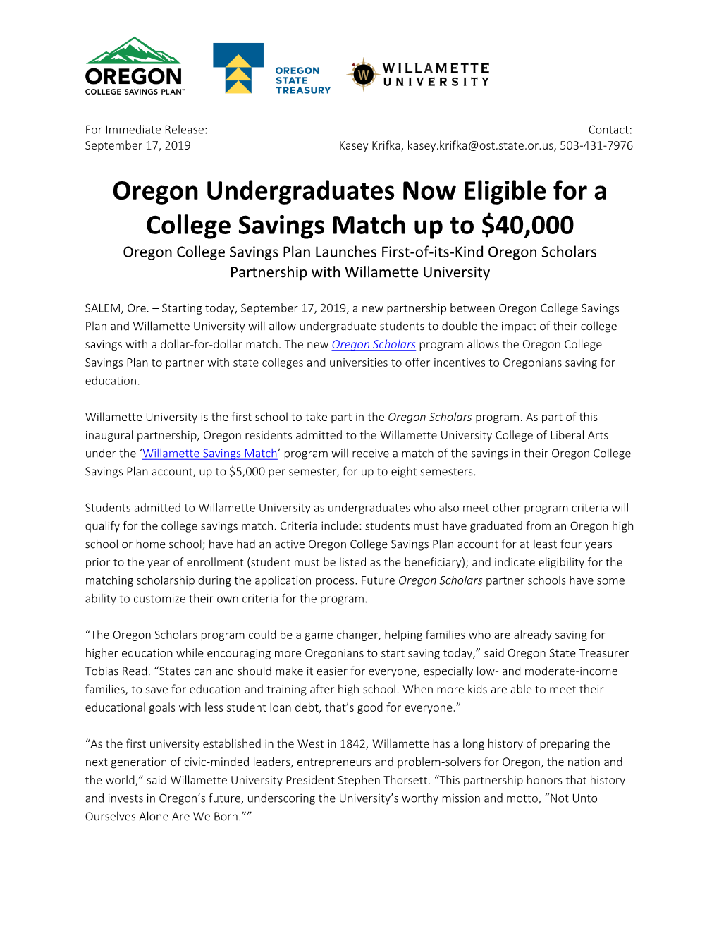 Oregon Undergraduates Now Eligible for a College Savings Match up To