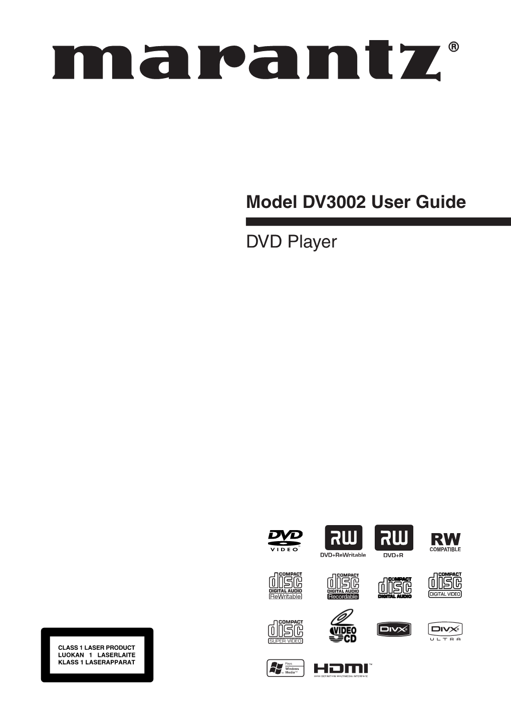 Model DV3002 User Guide DVD Player