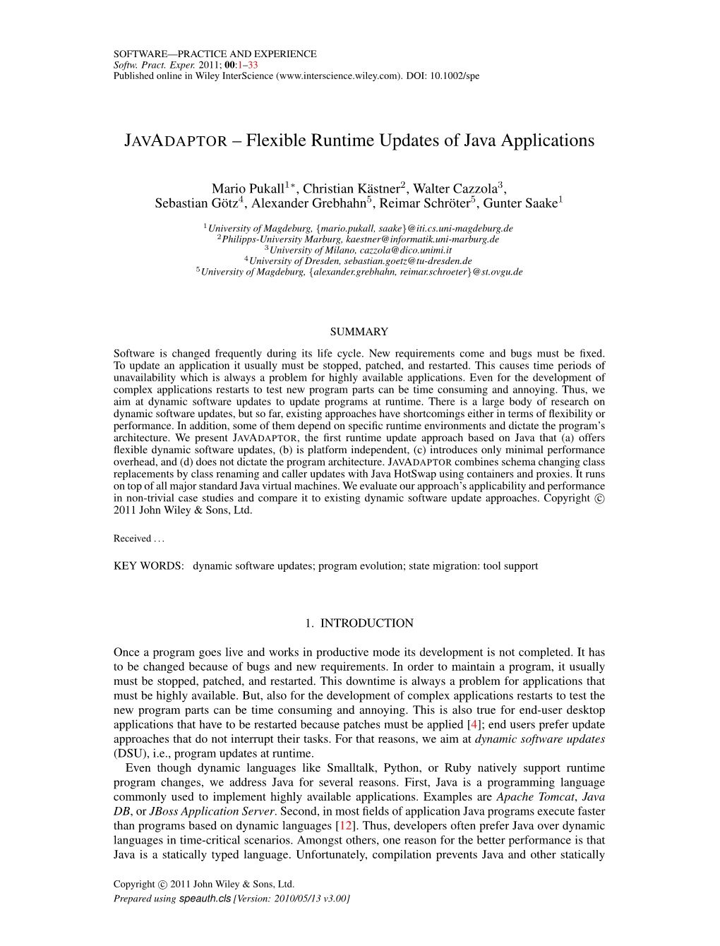 JAVADAPTOR – Flexible Runtime Updates of Java Applications