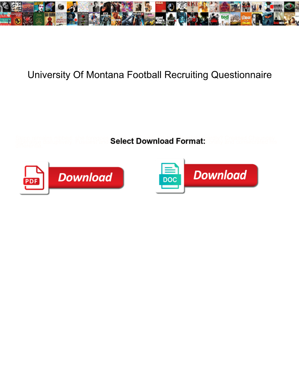 University of Montana Football Recruiting Questionnaire