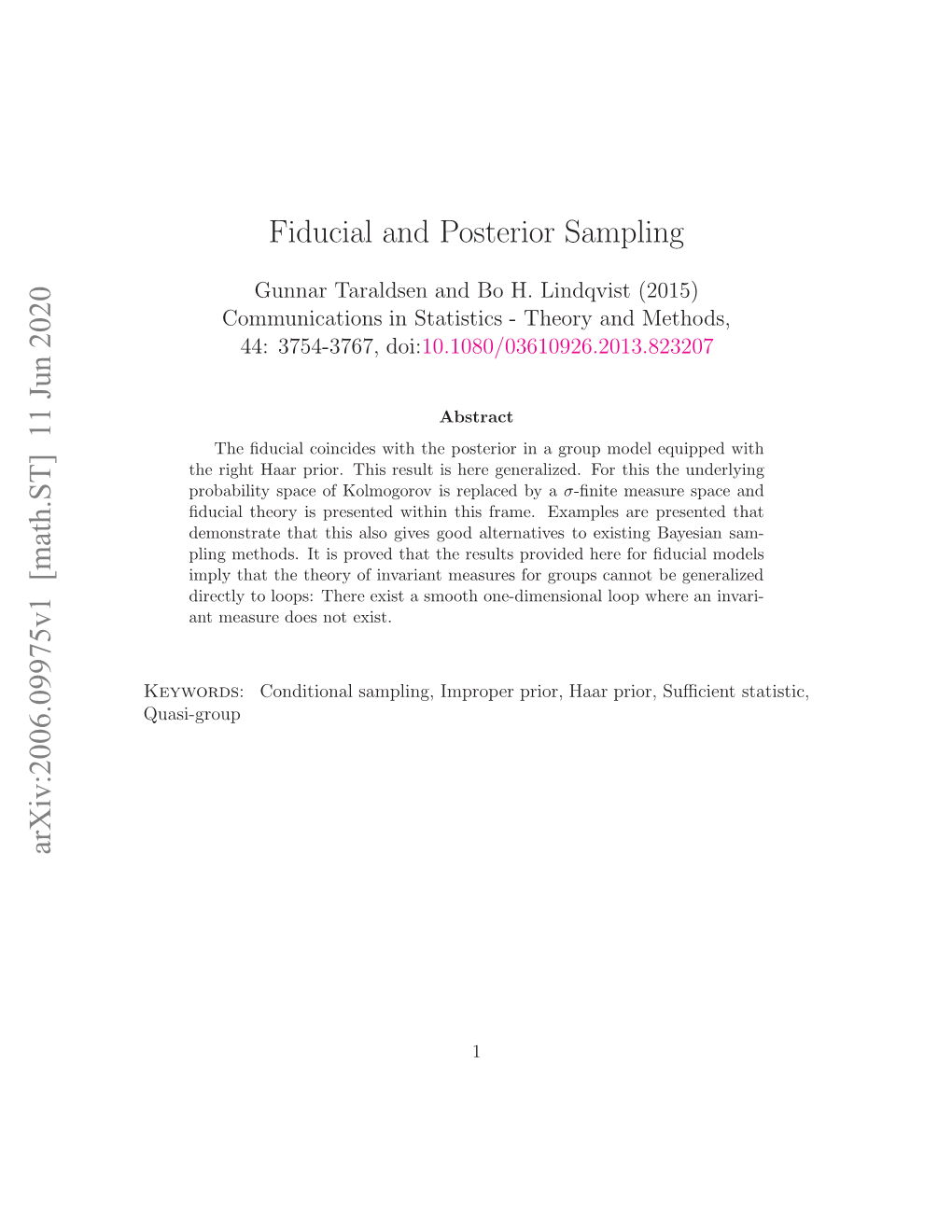 Fiducial and Posterior Sampling