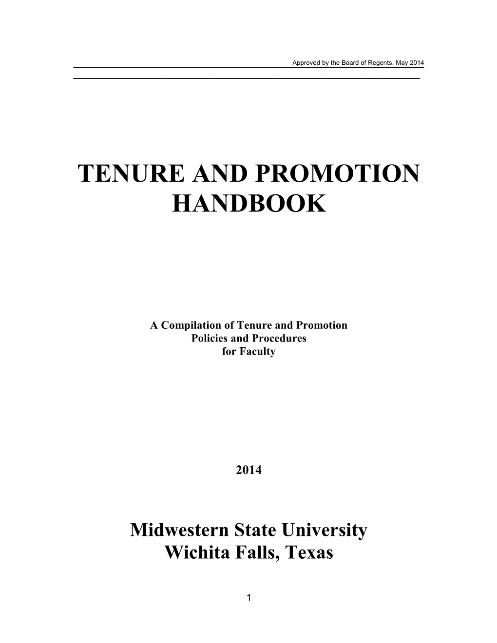 Tenure and Promotion Handbook