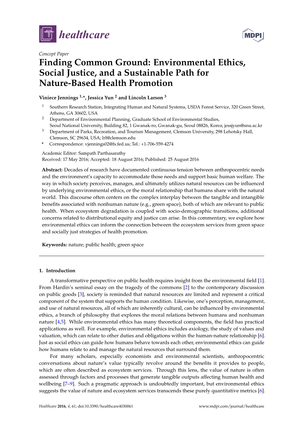 Environmental Ethics, Social Justice, and a Sustainable Path for Nature-Based Health Promotion