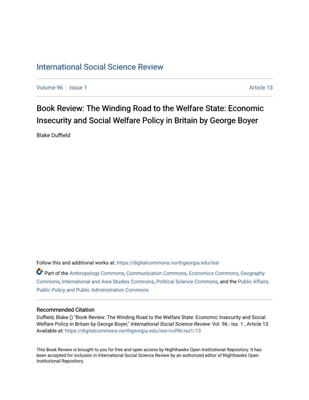 The Winding Road to the Welfare State: Economic Insecurity and Social Welfare Policy in Britain by George Boyer