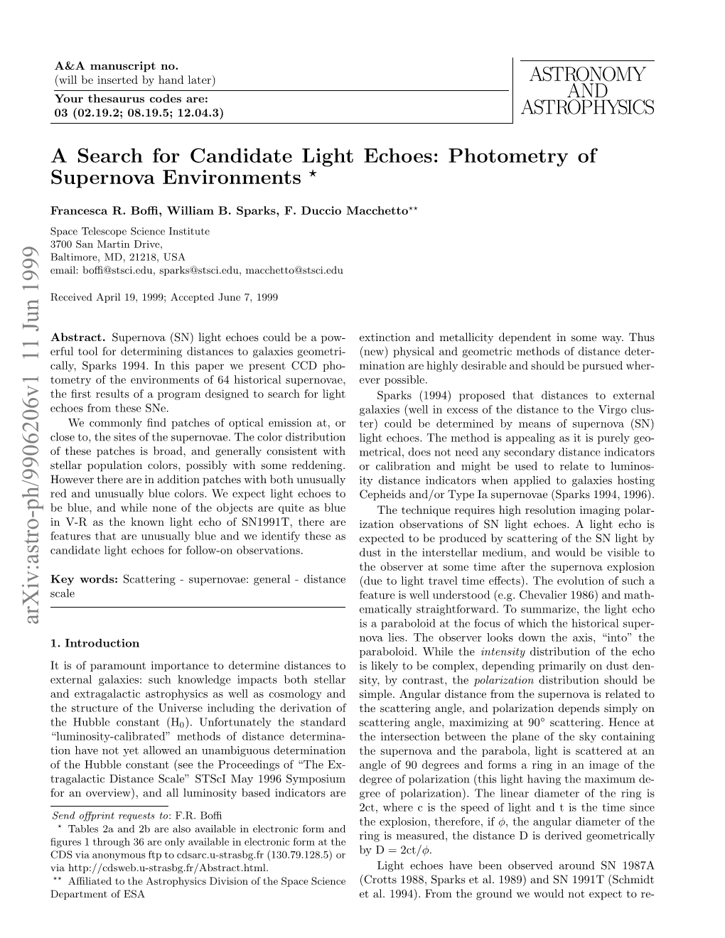 A Search for Candidate Light Echoes: Photometry of Supernova