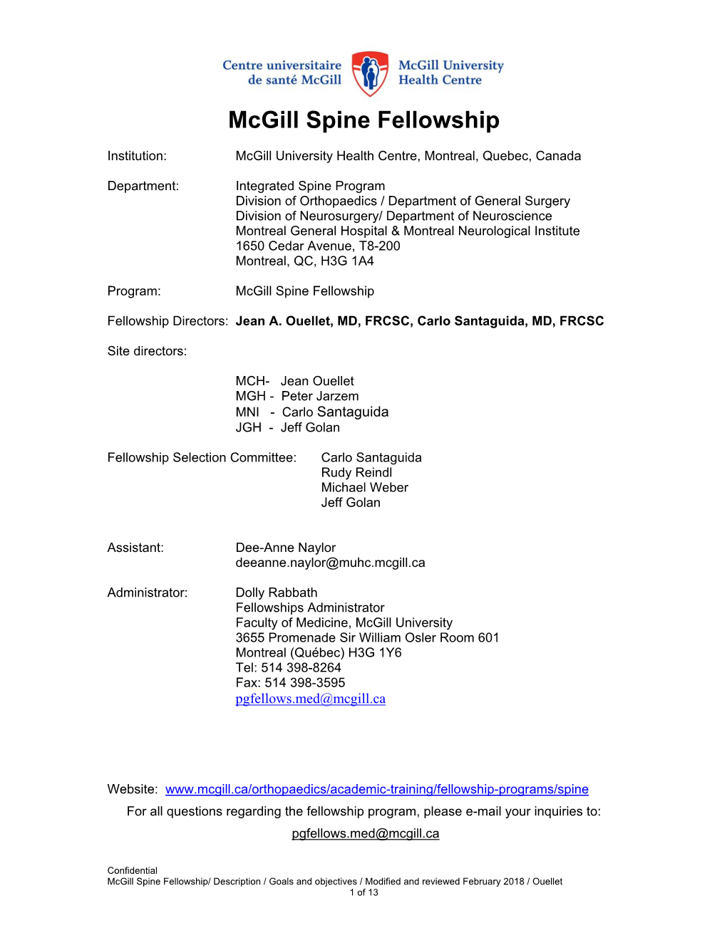 Orthopedic Scoliosis and Spine 1 and 2 Year Fellowships