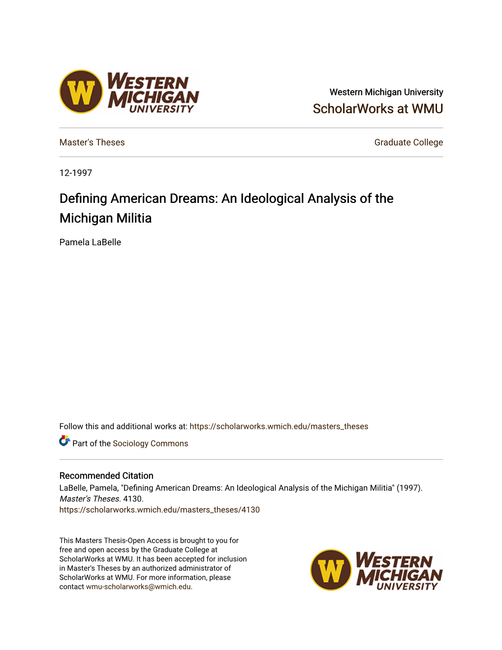 Defining American Dreams: an Ideological Analysis of the Michigan Militia