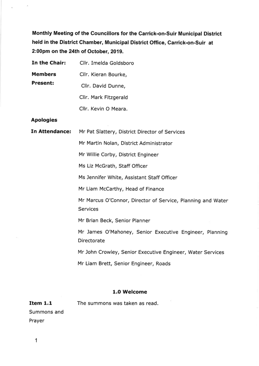 Signed Minutes of October 2019 Meeting of Carrick on Suir MD.Pdf