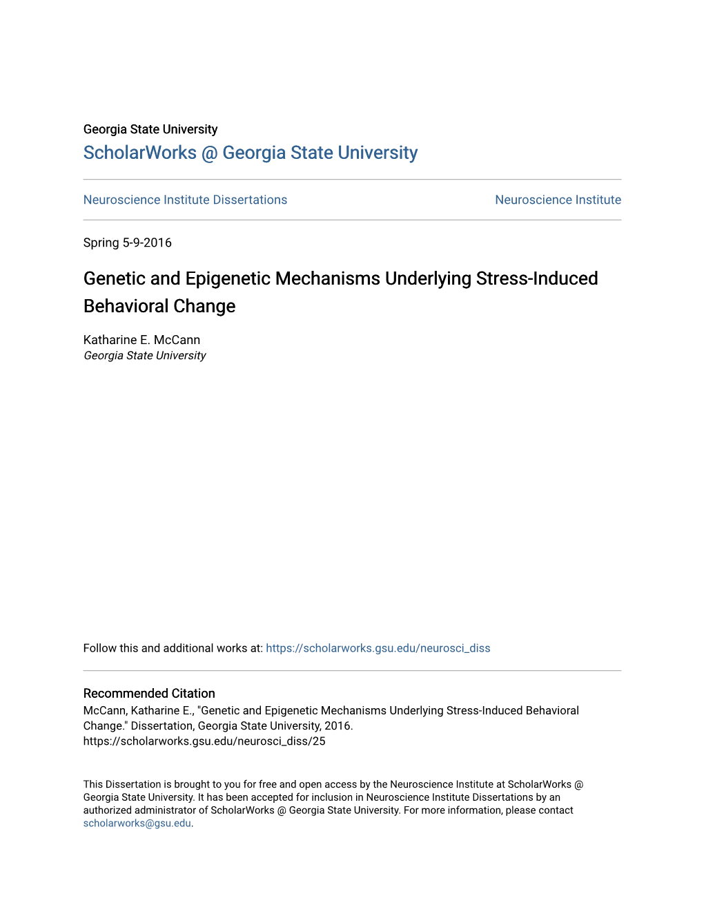 Genetic and Epigenetic Mechanisms Underlying Stress-Induced Behavioral Change