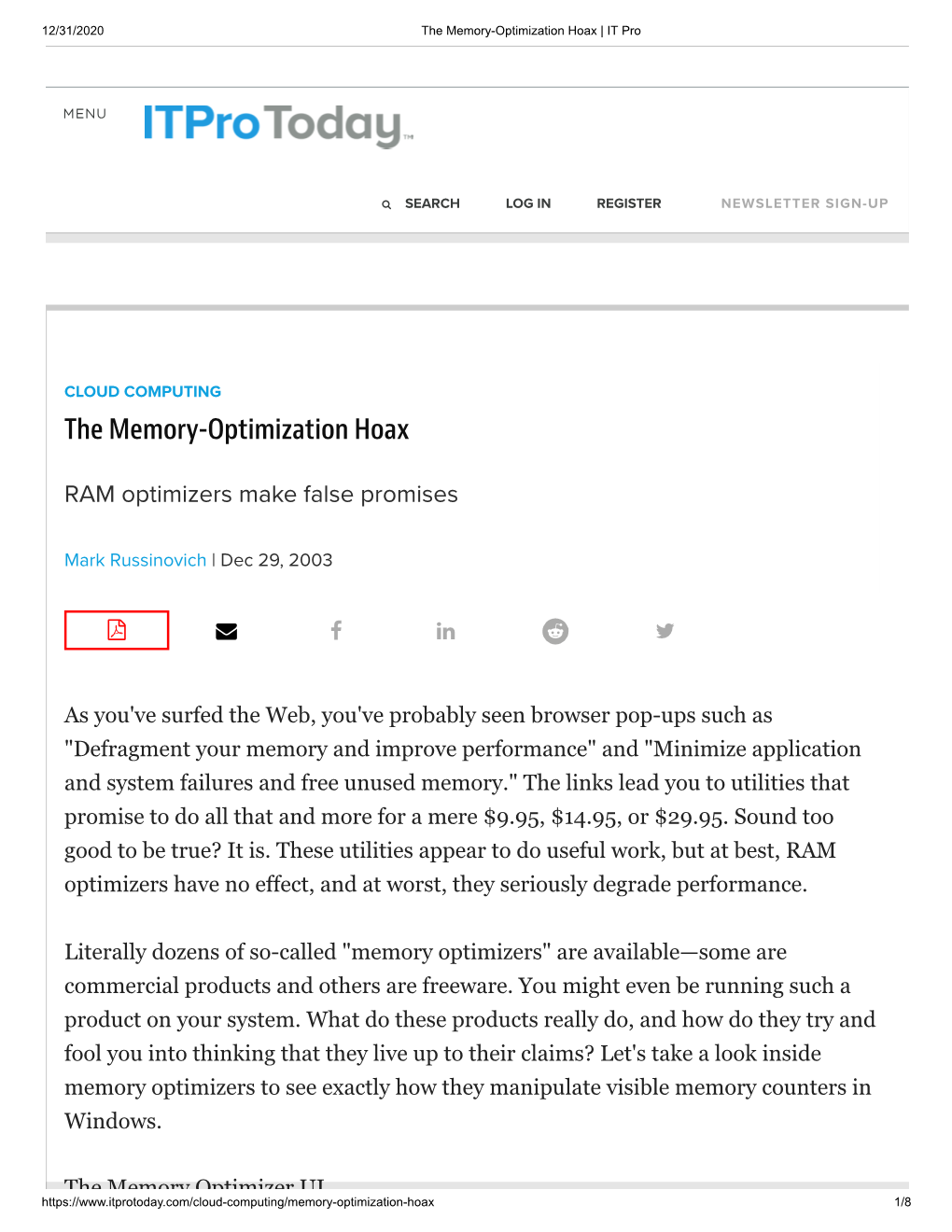 The Memory-Optimization Hoax | IT Pro