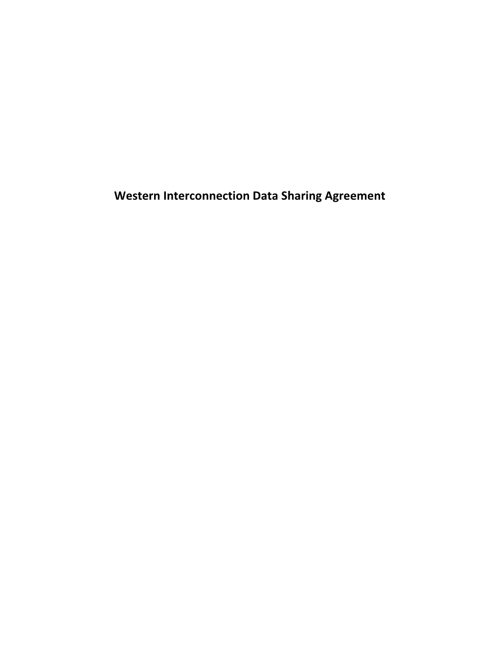 Western Interconnection Data Sharing Agreement